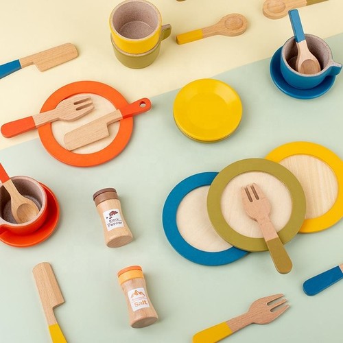 Wooden kids play kitchen toys - wooden,