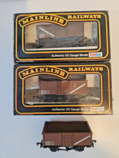 3 x Mainline Railways 37-144 16T Steel Mineral Wagon B566728 BR Brown Livery
