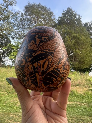 Vtg hand carved gourd - hand,
