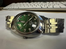 Vintage Watch Omax Crystal 25J Automatic Mens Watch, Green Diamond Dial 36mm