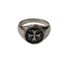 925 Sterling Silver Maltese Cross Ring Handmade Men’s Signet Medieval Style