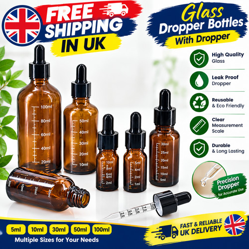 Amber glass dropper bottles - amber,