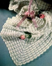 Baby's Crochet Shawl Pattern in 3ply 48x48" 857