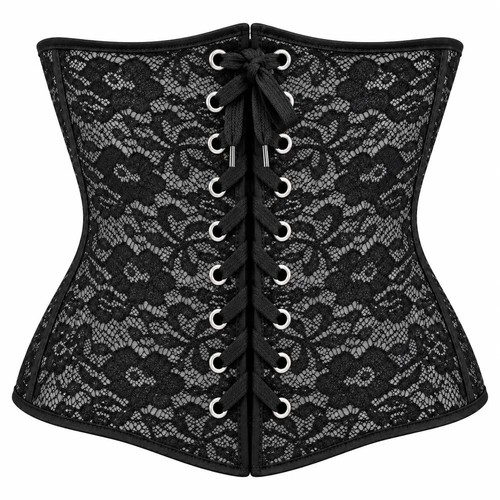 Black lace underbust corset - black,