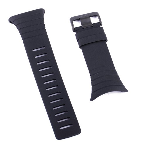 Black rubber watch strap band - black,