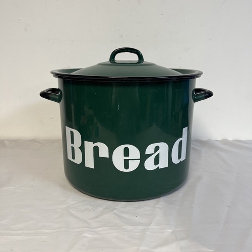 Vintage green enamel bread bin - vintage,