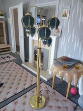 Hollywood Regency Tulip Lotus Flower Mid Century Brass Standard Floor Lamp 5 Arm