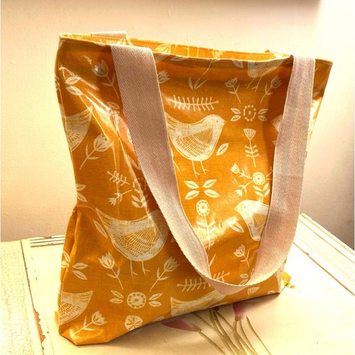 Handmade oilcloth tote bag - tote,