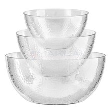 Dimple Glass Look Hard Plastic Salad Serving Bowl Outdoor BBQ Party Fruit Trifle