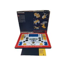 Vintage Meccano Construction Set No 2 Box & Manual 150 Parts / 16 Models 1970s
