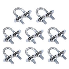 8 Sets Round U-Bolt 16mm Inner Width 46mm Length Steel M6 with Nut Plate Washer