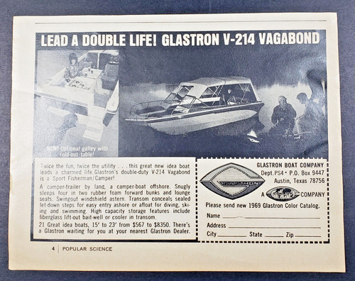 1969 glastron 214 vagabond - 1969, v-214