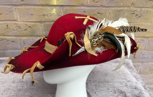 Red distressed pirate hat - distressed,