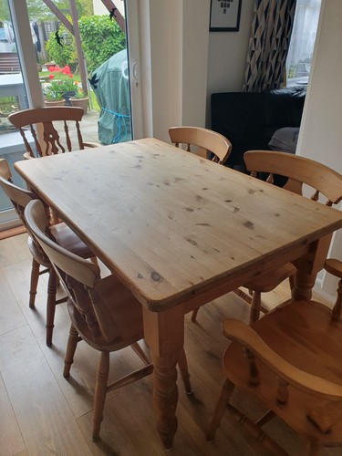 Solid pine wood dining table - solid,