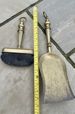 Vintage Solid Brass Fireside Shovel And Brush