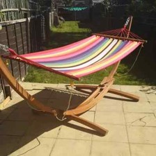 Wooden Garden Hammock Patio Swing Bench Sun Lounger Day Bed Bench Lawn Furniture