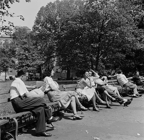 People sit and - and, park