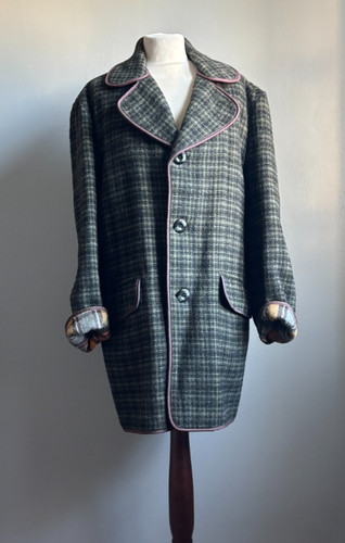 Vintage wool coat - coat, tartan