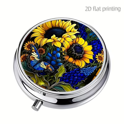 Sunflower themed round pill - round,