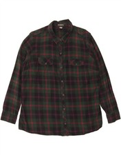 EDDIE BAUER Womens Classic Fit Flannel Shirt UK 22 2XL Green Check Cotton TJ09