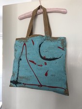 Hand Painted Signed Hessian Tote Bag By Artist Enrico Gasparri h 16” x w 18”