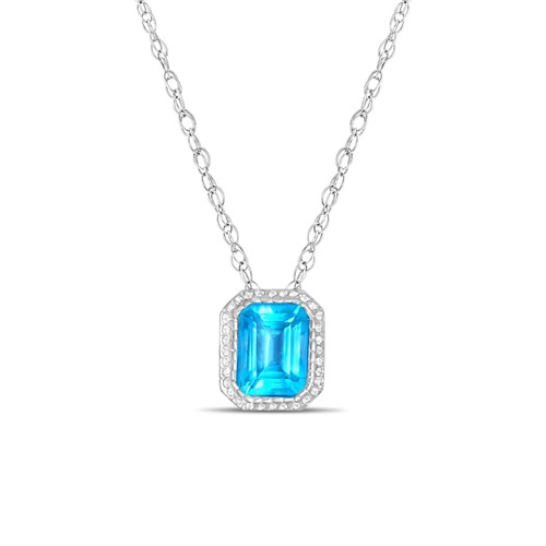 Emerald cut blue topaz - emerald, diamond
