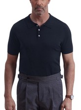 Mainfini -Mens Vintage Polo Shirt Retro Slim Fit Knitted Button Polo Sweater  L