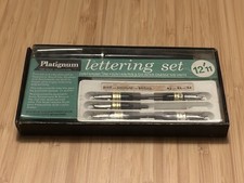 Vintage Black Platignum Silverline Lettering Pen Set 