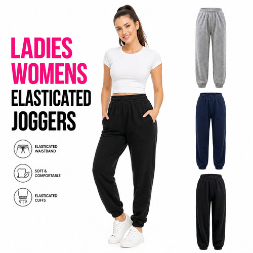 Womens elasticated joggers - elasticated,