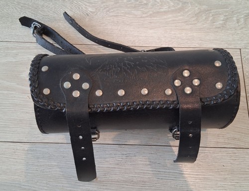 Vintage black leather roll - leather,