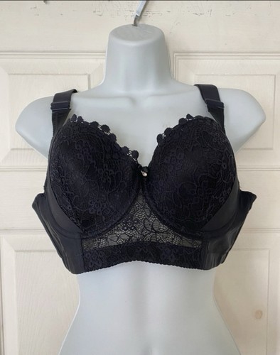 Black lace longline balconette - lace,