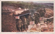 WW1 YMCA POSTCARD - Dug Out in