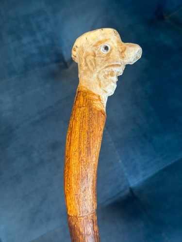 Walking stick hand - carved,