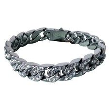 Mi Tesoro Crystal Link Bracelet Silver Platinum Stainless Steel Crystals
