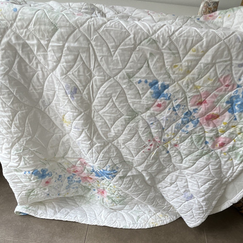 Double quilted bedspread white - bedspread,