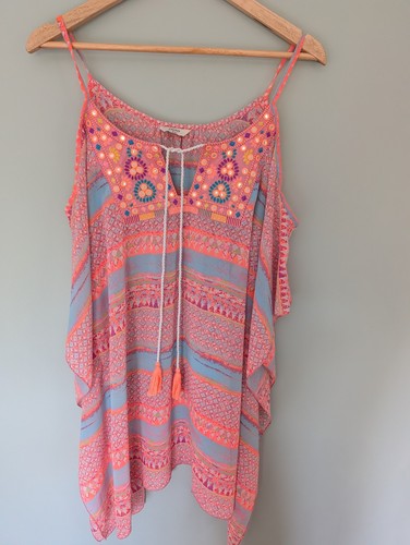 Papaya boho embroidered beach - boho,