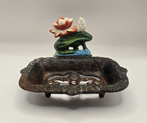 Vintage cast iron soap dish - cast,
