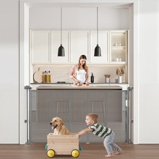 VEVOR Retractable Baby Gate 870 mm Tall Extend to 1400 mm Wide Kids Pets Gray