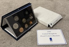 1990 UK 8 Proof Coin Set & Royal Mint Medal In Blue Case. COA (2)