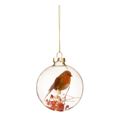 Christmas robin bauble with - robin,