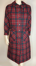 1950s Vintage Red Green Plaid