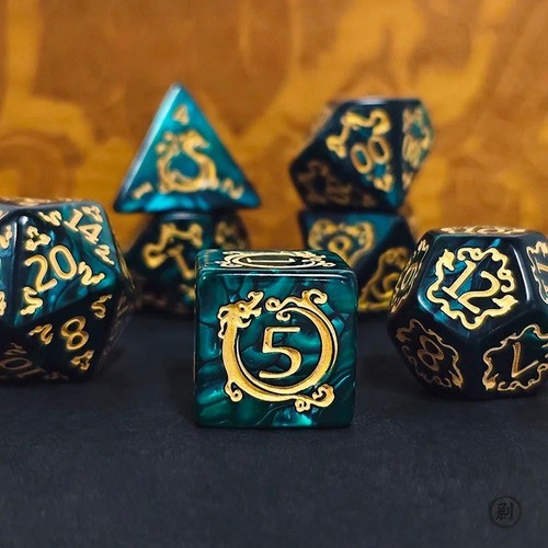 7pcs dragon pattern polyhedral - 7pcs,