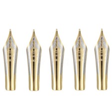 5pcs Replacement Fountain Pen Nibs 0.5mm Medium Fine Nib Iridium Tip Gold