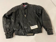 UVEX Vintage Black Leather Motorcycle Jacket  Armpit/Armpit 23"  (mc913)