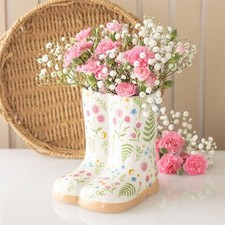 Floral Print Ceramic Welly