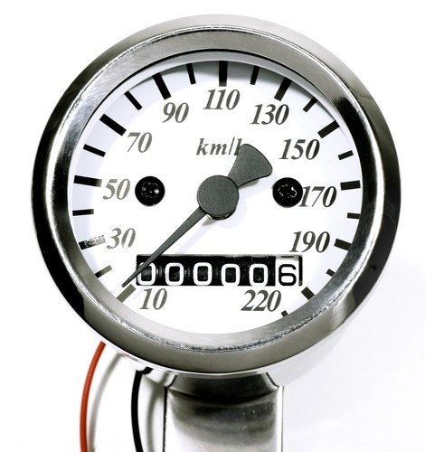 Mini tacho 48mm chrome - tacho, white