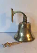 Large Vintage Solid Brass Ships Bell 19cm To Top Of Bracket 15cm Diameter Bell