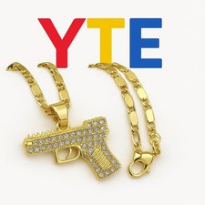 ICED GOLD PISTOL 🔫  CHAIN PENDANT NECKLACE