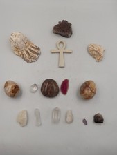 Collection of polished stones, shells and minerals Including an amethyst