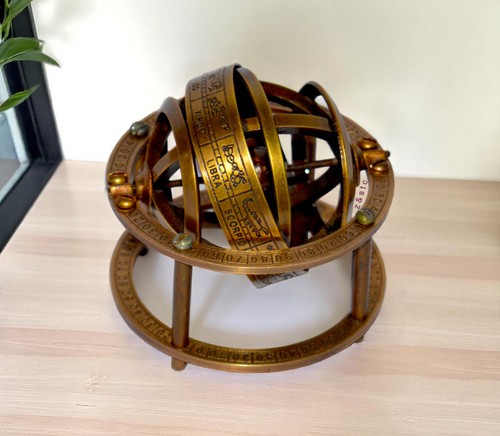 Mini brass armillary sphere - brass,